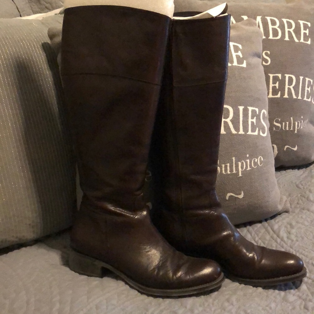 Brown tall leather boots